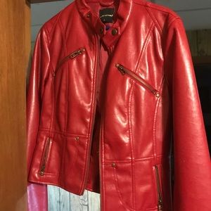 red leather jacket